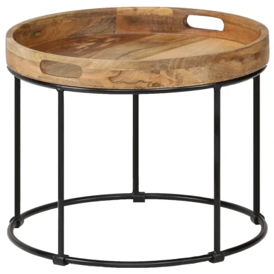 Afbeelding van Salontafel 50x40 cm massief mangohout en staal