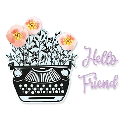 Afbeelding van Sizzix Framelits Die Set 5PK w/Stamps Hello Typewriter 665321 Jen Long (04 22)
