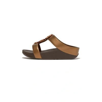 Afbeelding van Halo Bead Circle Metallic H Bar Slippers Dames Bronze860 37 Brons