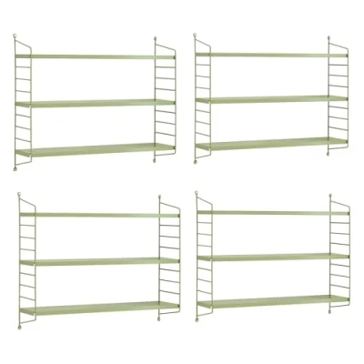 Afbeelding van Wandplank Strängnäs set van 4 verstelbaar 50x60x15 cm olijfgroen [en.casa]