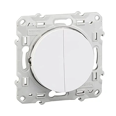 Afbeelding van Schneider Electric S520216 Odace dubbele drukknop, 10 A, wit, snelkoppeling