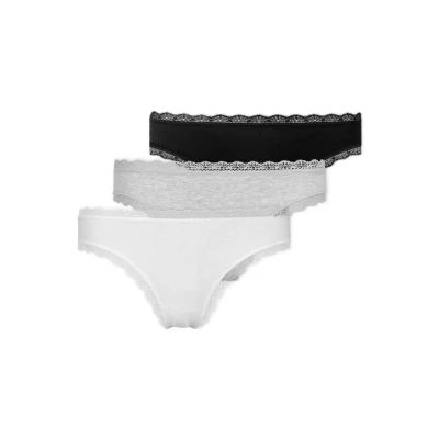Afbeelding van Snocks 3 PACK MIT Spitze String, Dames, Maat: Small, Weiß/ hellgrau/ schwarz