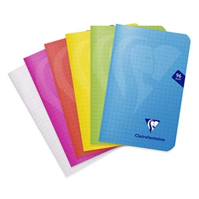 Afbeelding van Clairefontaine Mimesys 303592C Notitieboek, 9 x 14 cm, 96 pagina&#039;s, kleine ruitjes, wit papier, 90 g, omslag van polypropyleen, willekeurige kleur