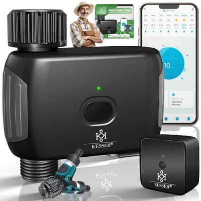 Afbeelding van KESSER® Irrigatiebesturing met wifi, irrigatiecomputer voor tuin en balkon, irrigatiesysteem timer, automatische irrigatie app spraakbediening, 20 plannen