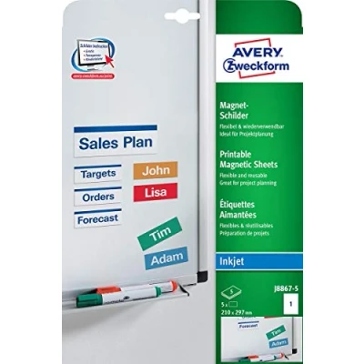 Afbeelding van Avery Magneetetiketten ft 210 x 297 mm, doos van 5 stuks