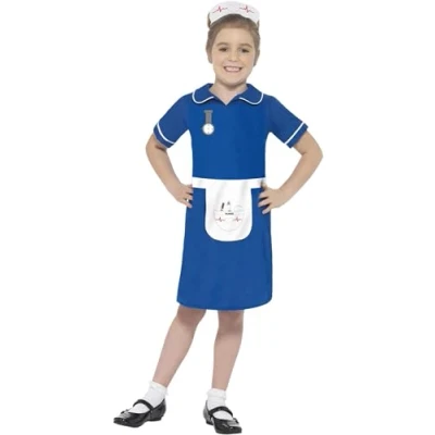 Afbeelding van SMIFFYS Blauw zuster kostuum voor meisjes 128/140 (7 9 jaar) Kinderkostuums