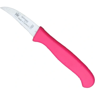 Afbeelding van RÖR Solingen Schilmesje Krom Gebogen Kunststof Handvat RVS Lemmet Neon Roze