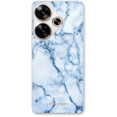 Afbeelding van Case Company® hoesje geschikt voor Xiaomi Poco F6 Blauw marmer Soft Cover Telefoonhoesje Bescherming aan alle Kanten en Schermrand