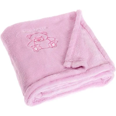 Afbeelding van Playshoes Fleecedeken voor baby&#039;s en kinderen veelzijdig te gebruiken jongens meisjes met borduurwerk roze beer 100 x 150 cm