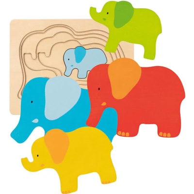 Afbeelding van Goki Houten Lagenpuzzel Olifant, 5st.