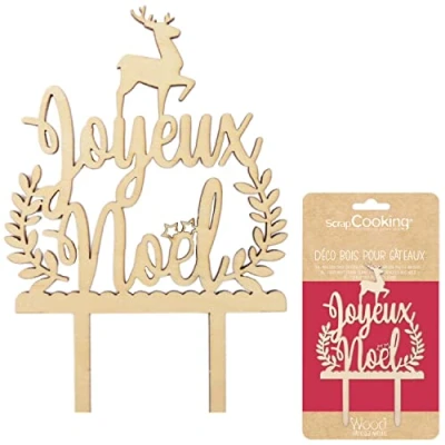Image de ScrapCooking 4999 Cake Topper Bois Joyeux Noël