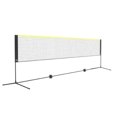 Image de VEVOR filet de badminton, 5,1 m, pliable volley ball réglable en hauteur, tennis portable avec poteaux, support et sac transport, pour les jeux intérieur extérieur l&#039;enfant