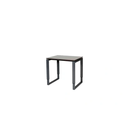 Afbeelding van Domino Plus bureau, hoogte instelbaar (62 85cm) met 80x60cm &#039;zwevend&#039; logan eiken 25mm blad en zwart (RAL9011) O poot frame