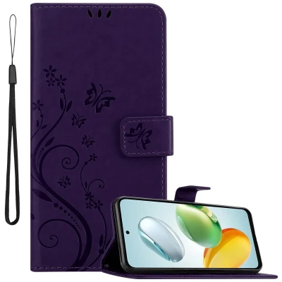 Afbeelding van Cadorabo Hoesje geschikt voor Honor 200 Smart in BLOEMEN DONKER PAARS Beschermhoes bloemmotief met magnetische sluiting, standfunctie en kaartsleuven Book Case Cover Etui