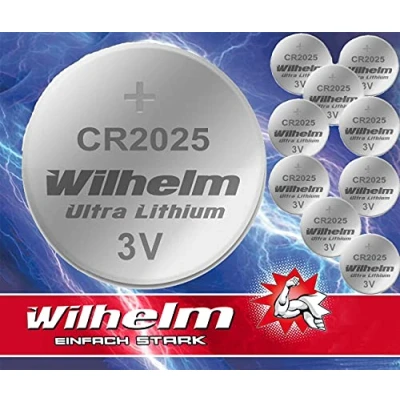 Afbeelding van 10 stuks CR2025 Wilhelm lithiumknoopcellen, 3 V, CR 2025, industrieel product