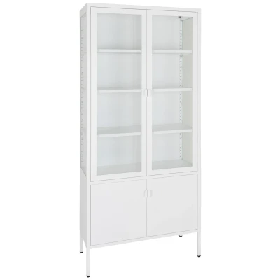 Afbeelding van House Nordic Brisbane Wit / Glas Vitrinekast 4 Deuren