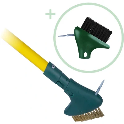 Afbeelding van GardiREX Weed Brush, Stalen Onkruidborstel 2 Delige set met Extra Staalborstel Onkruidkrabber 140cm steel Voegborstel Onkruidmes