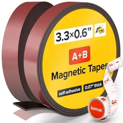 Afbeelding van magneetband A+B 100 x 1,5 0,2 cm rol zelfklevend met liniaal