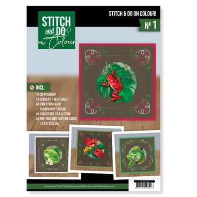 Afbeelding van Nr. 001 Stitch and Do On Colour Amy Design Friendly Frogs
