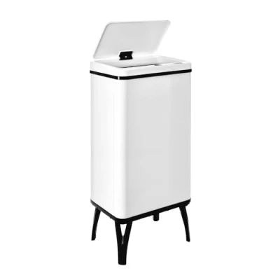 Afbeelding van Well Home Meubels en decoratie. Intelligente vuilnisemmer met automatische opening handmatig contact. 50 liter, 35,5 x 26 83,5 cm, kleur wit