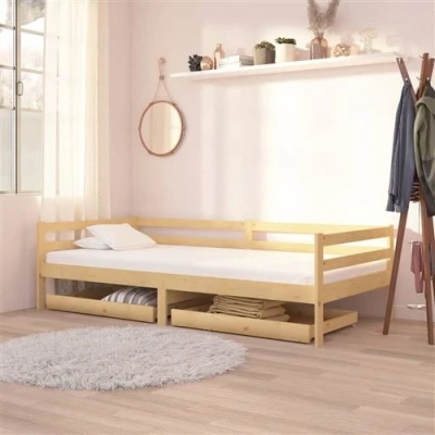 Image de vidaXL Lit de jour avec tiroirs sans matelas 90x200 cm bois massif3302138