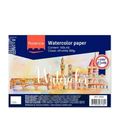 Afbeelding van Florence Aquarelpapier Off White Fijne Textuur A5 300g 100 vellen