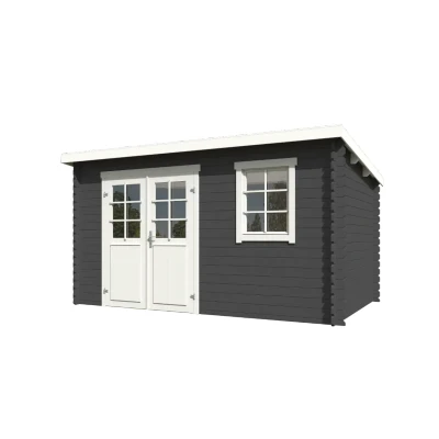 Afbeelding van Blokhut Amira 400x250 cm Carbon Grey wit Gecoat