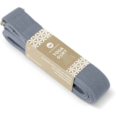 Afbeelding van Yogaband, 100% katoen (KBA), om te oefenen, voor beginners en voorlopers, yogaband met metalen sluiting, 250 x 3,8 cm