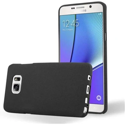 Afbeelding van Cadorabo Hoesje geschikt voor Samsung Galaxy NOTE 5 in FROST ZWART Beschermhoes gemaakt van flexibel TPU silicone Case Cover