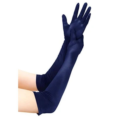 Afbeelding van EORUBE Long Opera satijnen dameshandschoenen, ellebooglengte, Smooth 20.5 marine