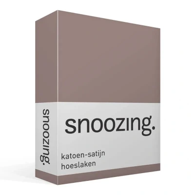 Afbeelding van Snoozing Katoen satijn Hoeslaken Tweepersoons 140x220 cm Taupe