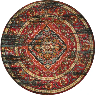 Afbeelding van Vintage Vloerkleed Marrakech Zwart / Multi Laagpolig 240 cm rond Rechthoek Polypropyleen Tapijtenloods