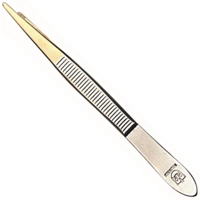 Afbeelding van RÖR Solingen Epileer Tweezer / Pincet 75 mm Spits RVS Verguld