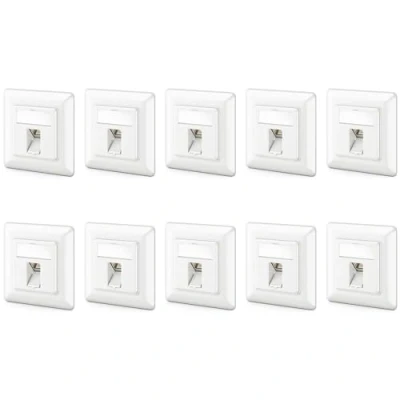 Afbeelding van deleyCON 10 stuks CAT6a Keystone inbouwcontactdoos, x netwerkdoos, STP module, afgeschermde metalen behuizing, RJ45, datastekker, netwerkkabel