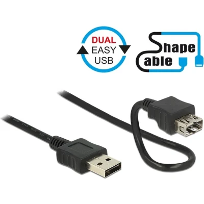 Afbeelding van Easy USB naar vormbare verlengkabel USB2.0 tot 0,5A / zwart 0,50 meter