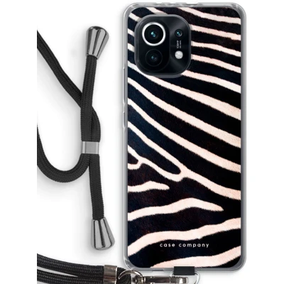 Afbeelding van Case Company® hoesje met Koord geschikt voor Xiaomi Mi 11 Zebra Telefoonhoesje Zwart Bescherming aan alle Kanten en Over de Schermrand