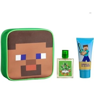 Afbeelding van Toiletry Bag with EDT 50 ml &amp; Shower Gel 100 Kinder Geurtje Minecraft