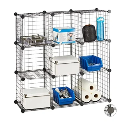 Afbeelding van vakkenkast 9 vakken van 30 x cm room divider zwart