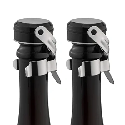 Afbeelding van Champagnestopper en wijnstopper RVS champagneflesstopper herbruikbare wijnflesstopper, lekvrij houdt vers (zilver, 2 stuks)