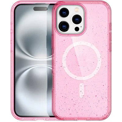 Afbeelding van imoshion Hoesje Geschikt voor iPhone 16 Pro Glitter Backcover MagSafe Roze