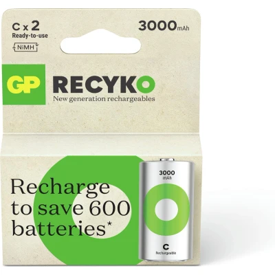 Afbeelding van GP Batteries Batterij C Recyko 3000 Mah 1.2v 2 Stuks (gprck300c697c2)