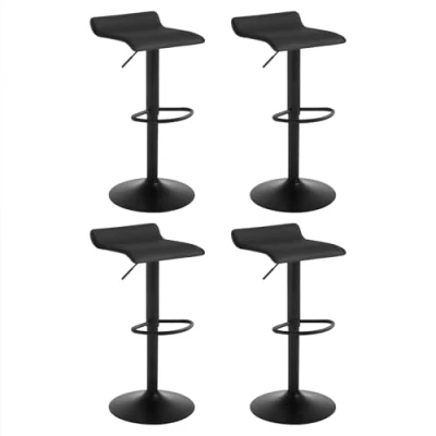 Afbeelding van WOLTU BH159sz 4 Lot de tabourets bar pivotants réglables en hauteur acier chromé et cuir synthétique noir +