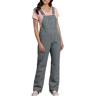 Afbeelding van Dickies tuinbroek van 100% katoen, denim met bescherming tegen splinters, voor dames, Gespoeld Hickory Stripe