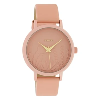 Afbeelding van OOZOO Timepieces Neon rode horloge met koraalkleurige leren band C11185
