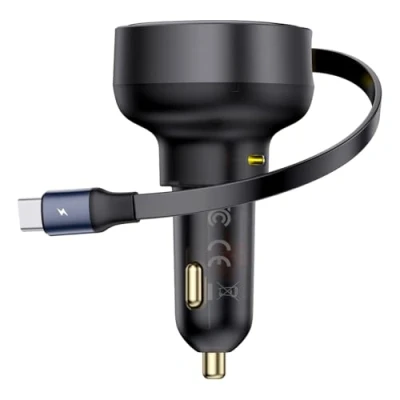 Afbeelding van Baseus Enjoyment Pro USB C (vrouwelijk) / (mannelijk) autolader 60W zwart