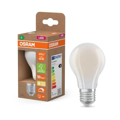 Afbeelding van Osram Energy Class en forme d&#039;ampouclassique, 2,2 W / 470 lm, EEK A, lumière blanc chaud (2700 K), CRI 80, verre dépoli sans plomb, culot E27, IP20, diamètre 60 mm, dimmable.