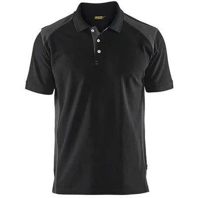 Image de Polo piqué noir/gris foncé