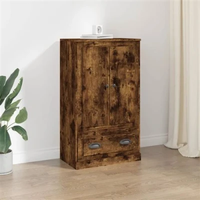 Afbeelding van Hoge kast 60x35,5x103,5 cm bewerkt hout gerookt eikenkleurig