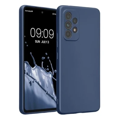 Afbeelding van kwmobile Hoesje compatibel met Samsung Galaxy A53 5G hoes Zachte TPU telefoonhoes metallic blauw