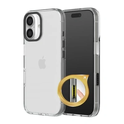 Afbeelding van RHINOSHIELD Transparante beschermhoes met camera bedieningsknop, compatibel [iPhone 16], vergelingsbestendigheid, hoge transparantie, versterkte bescherming, ring, zwart